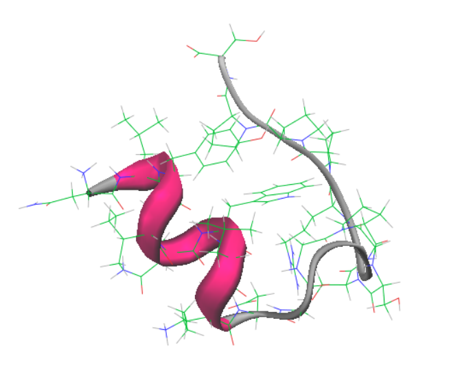 **Figure 1.** 小規模タンパク質 TrpCage (PDB-ID: 1L2Y)